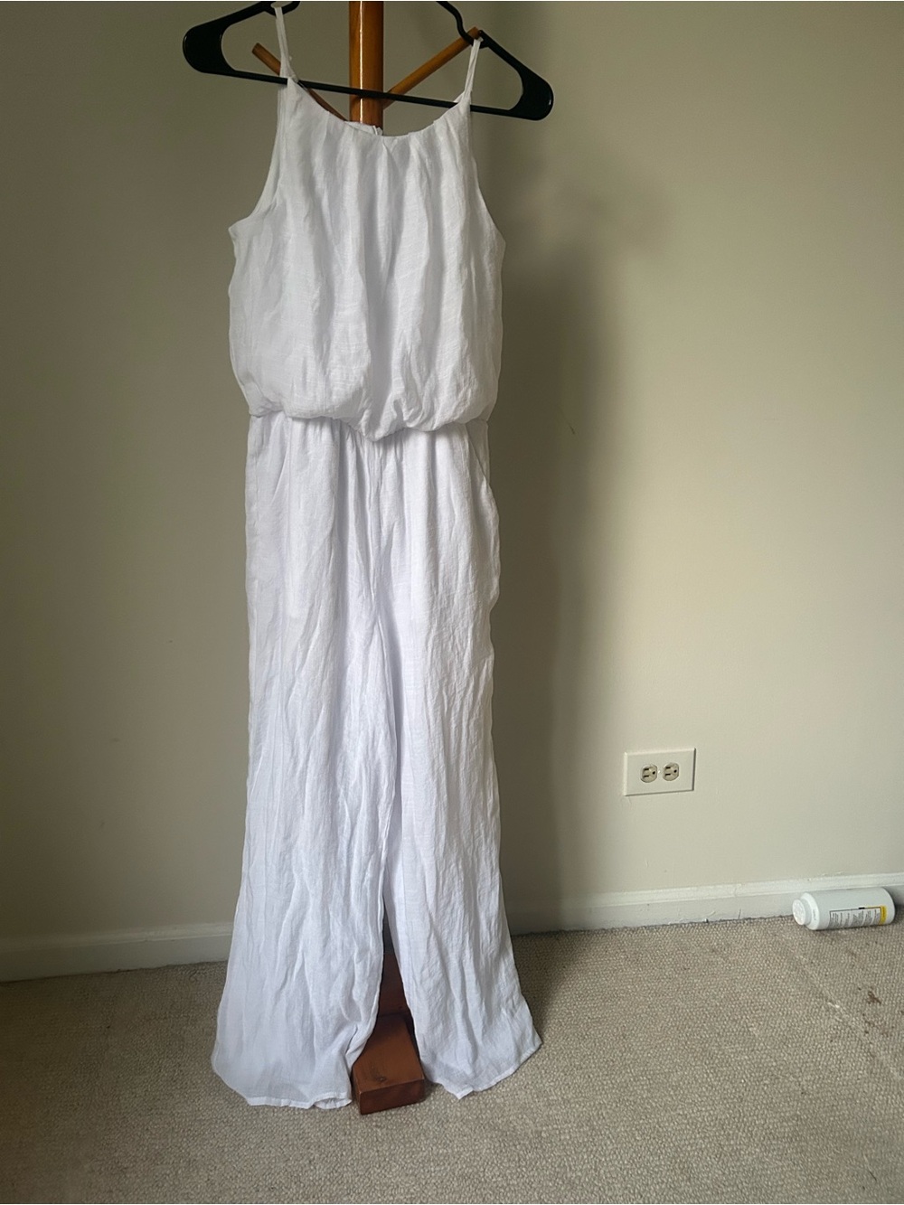 Tacera White Sleeveless Wide-Leg Jumpsuit
